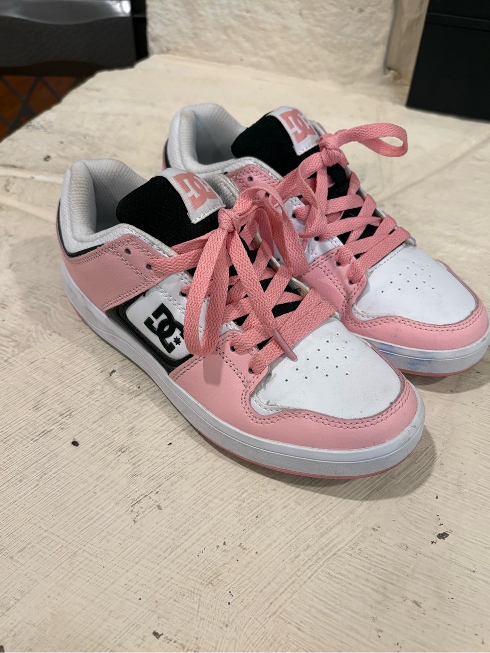 DC Pink White and Black Skate Sneakers